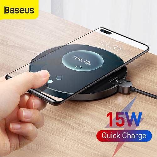 Baseus 15W Wireless Charger LED Digital Display Fast Wireless Charging Pad For iPhone 12 13 11 Pro Airpods Samsung XiaoMi Huawei