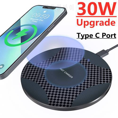 30W Wireless Charger Pad For iPhone 13 12 11 Pro Xs Max Mini X Xr Induction Fast Wireless Charging For Samsung S22 S21 S10 S9