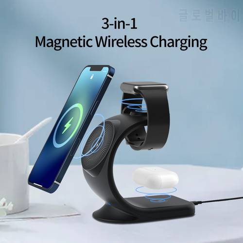 15W Wireless Charger Stand For IPhone 13 12 11 XR 8 Apple Watch 3 In 1 Qi Fast Charging Dock Station for Airpods Pro IWatch 7 6