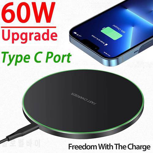 60W Wireless Charger Pad For iPhone 14 13 12 11 Pro Max Samsung Xiaomi Induction Fast Wireless Charging Dock Station Chargers