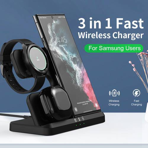 For Samsung Galaxy S22 S21 Ultra Super Fast Charging for Watch 5 Watch 4 Classic 3 in 1 Wireless Charger Station Dock Buds Pro