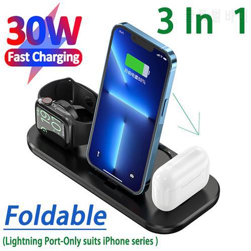 100W Fast Wireless Charger 3 in 1 Charging Dock Station For iPhone 14 13 12 11 Pro XS MAX Apple Watch 8 7 6 SE 5 AirPods Pro