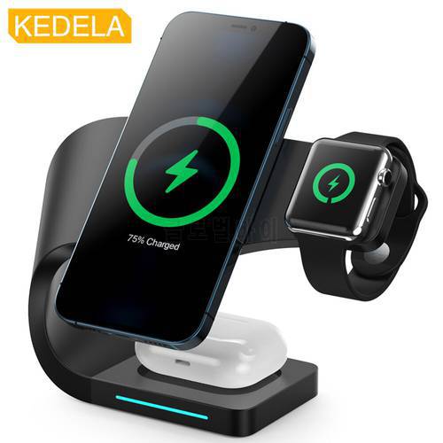 3 in 1 Wireless Charger Stand For iPhone 14 13 12 Pro Max Qi Charging Induction Chargers For Apple Watch AirPods Magnetic Holder