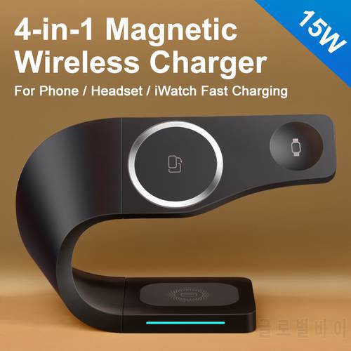 REMAX Magnetic Wireless Charger Stand 15W Induction Universal IP14 Quick Charging Dock For IPhone13 12 iWatchS1-7 SE AirPods