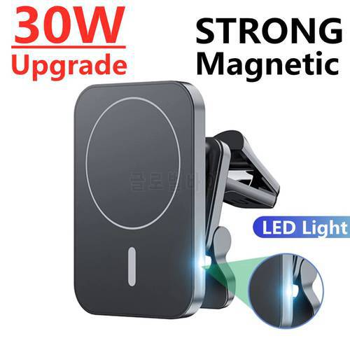 30W Magnetic Car Wireless Charger Phone Holder For Macsafe iPhone 14 13 12 Pro Max Mini Fast Car Charger Air Vent Stand Mount