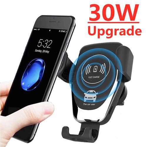 30W Wireless Charger Car Air Vent Phone Holder For iPhone 13 12 11 X Pro Max Fast Car Charging For Samsung S21 S20 S9 8 Note