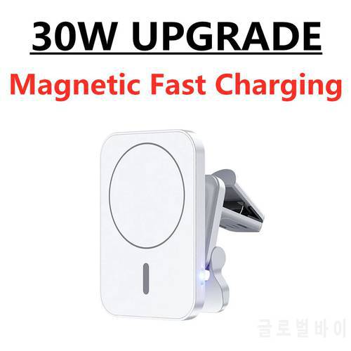 30W Magnetic Car Wireless Charger Mount Phone Holder For Macsafe iPhone 14 13 12 Pro Max Mini Fast Charging Air Vent Stand