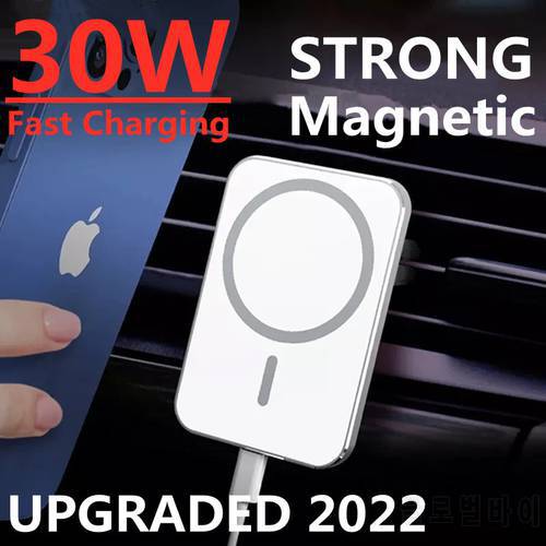 30W Magnetic Car Phone Holder Wireless Charger for Macsafe iPhone 13 12 Pro Max Mini Wireless Charging Car Charger Phone Stand