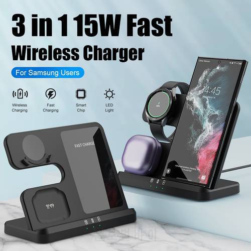 3 in 1 Wireless Charger Stand for Samsung Galaxy S22 S21 Ultra S20 30W Fast Charging Dock Station Watch5 Pro Holder Buds2 Pro