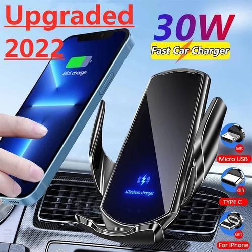 100W Wireless Charger Car Phone Holder Mount for iPhone 14 13 12 11 Samsung Magnetic Infrared Induction Fast Charging Station