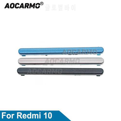 Aocarmo Side Button Key Volume For Redmi 10 Power ON/OFF Volume Up/Down Replacement Repair Parts