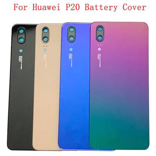 Battery Cover Housing Case Back Glass Rear Door Panel For Huawei P20 Back Glass Cover Camera Frame Lens with Logo
