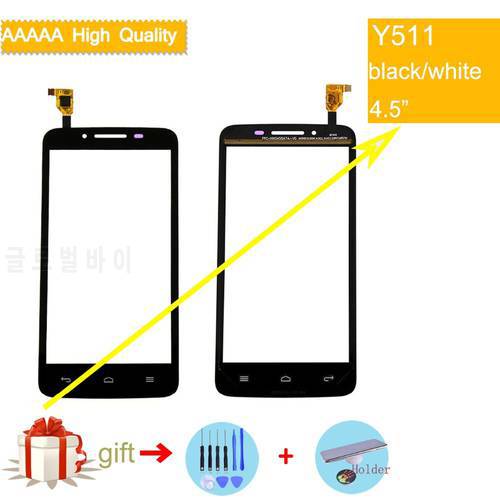 Felfial Y511 touch screen For Huawei Ascend Y511 TouchScreen Sensor Digitizer Glass Lens Front Panel Black White Replacement