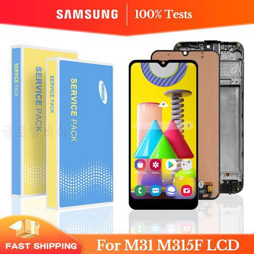 100% Test For Samsung Galaxy M31 LCD Display Touch Screen Digitizer Assembly For Samsung M31 M315 M315F SM-M315F Display Screen
