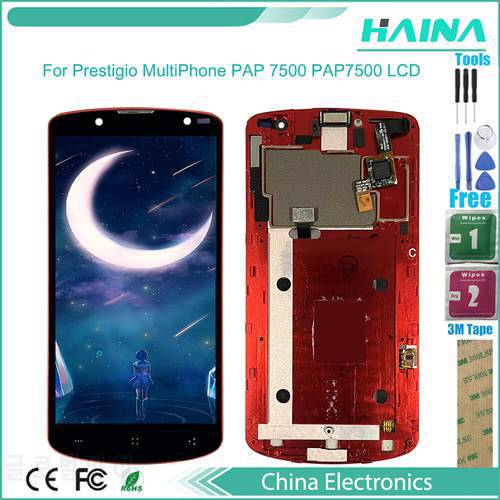 For Prestigio MultiPhone PAP 7500 PAP7500 LCD Display With Touch Screen Digitizer Assembly with frame Replacement Phone Parts