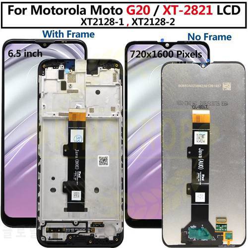 For Motorola Moto G20 Display XT2128-1, XT2128-2 With Frame Touch panel glass Screen Digitizer Glass Panel For Moto G20 LCD