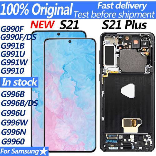 Original NEW Frontal For Samsung Galaxy S21 G991 G990F with Frame Display Touch Screen Digitizer s21 Plus LCD G996 G9960 G996F