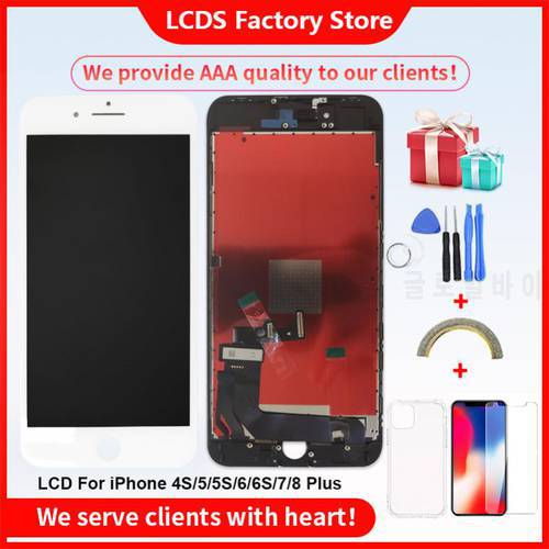 Grade AAA LCD For iPhone 6 7 8 6S Plus LCD Display Screen For iPhone 4S 5 5C 5S SE No Dead Pixel+Tempered Glass+Tools+TPU Case