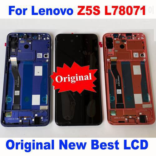 100% Original Touch Screen Digitizer LCD Display Assembly with Frame For Lenovo Z5S L78071 Glass Sensor Panel Mobile Pantalla