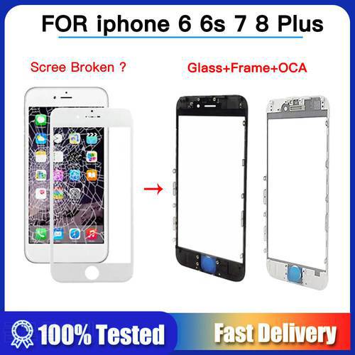 Outer Glass For iPhone 6 6s 7 8 plus 7p 8p Repair Parts Front Glass Screen Panel Lens +OCA For iPhone 6sp 6p Replacement