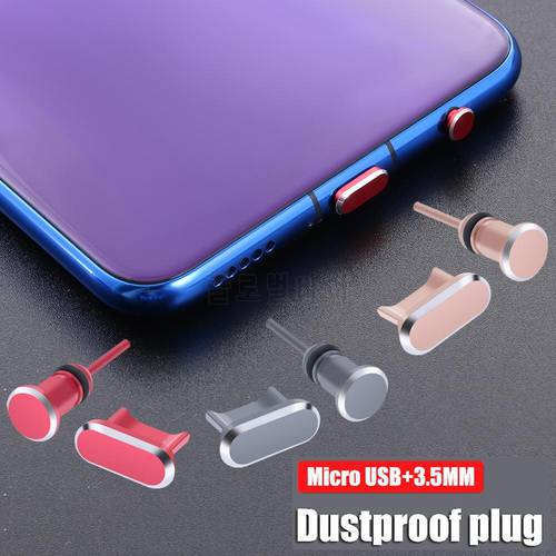 Anti-Dust Charging Port Cover Headset Stopper Retrieve Card Pin 3.5mm jack Micro USB for Android Phone Metal Dust Plug