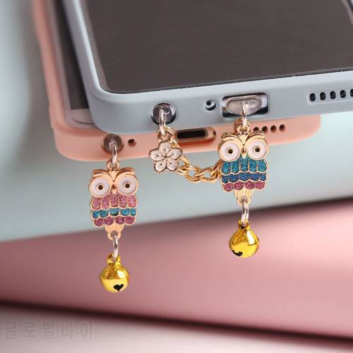 Owl Anti Dust Plug Charm Kawaii Charge Port Plug For iPhone Type C Dust Plugs Cap Cute 3.5MM Jack Phone Dust Protection Stopper