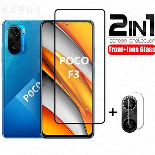 2in1 Tempered Glass For Xiaomi Poco F3 X3 NFC Lens Film Screen Protector for Xiaomi Poco X3 F2 M3 Pro M2 M3 F 3 Protectove Film