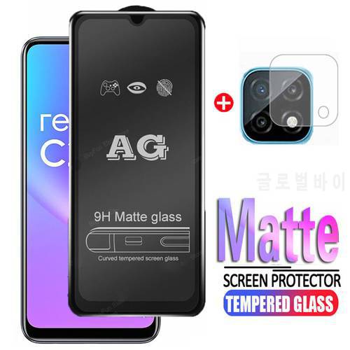 2 in 1 Matte Tempered Glass For Oppo Realme C25 C25s Full Glue Screen Protector Film for Realme C25 s C 25 25c Protective Glass