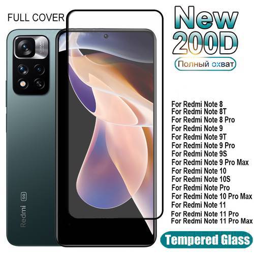 200D Full Cover Protective Glass For Xiaomi Redmi NOTE 9 10 8 11 Pro 9S Screen Protector Redmi 8 9 10X 8A 9A 9C 9T 8T Glass Film