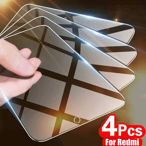 4Pcs Full Cover Tempered Glass For Xiaomi Redmi Note 10 8 7 9 Pro Screen Protector For Poco X3 M3 X3 Pro NFC F3 Protective Film