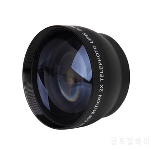 52Mm 2X Magnification Telephoto Lens For Nikon AF-S 18-55Mm 55-200Mm Lens Camera Black