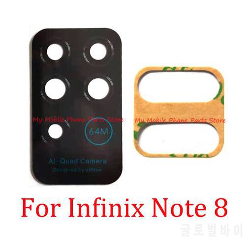 10 PCS Mobile Phone Rear Camera Lens For Infinix Note 8 note8 64MP Back Main Camera Glass Lens With Glue Sticker Repair Parts