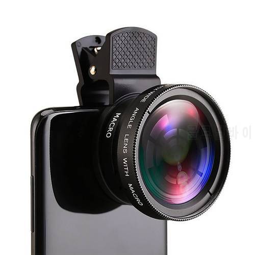 2-in-1 Mobile Phone External Lens 0.45x Wide Angle Lens And 12.5x Macro Lens Universal Lens For Smartphones Tablets