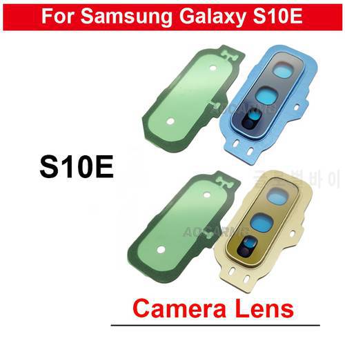 1Pcs For Samsung Galaxy S10e S10E Back Camera Lens With Frame And Adhesive Repair Replacement Parts