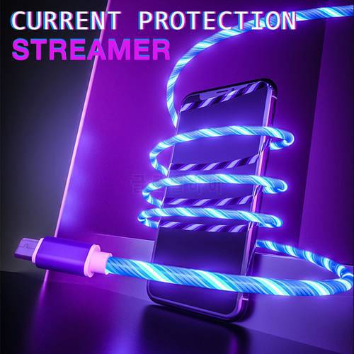 Mobile Phone Charging Cables LED light Cable Micro USB Type C Charger For Samsung POCO Huawei Xiaomi iPhone Charge Wire Cord
