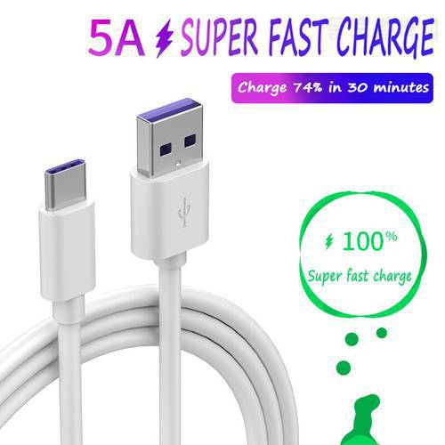 Fast Charge 5A USB Type C Cable For Samsung S20 S9 S8 Xiaomi Huawei P30 Pro Mobile Phone Charging Wire White Cable