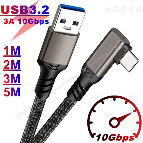 USB 3.2 Cable Elbow 10Gbps 3m 5m For Oculus Quest2 VR Link Cable USB Type A to USB C Cable with QC3.0 Fast Charging Accessorie