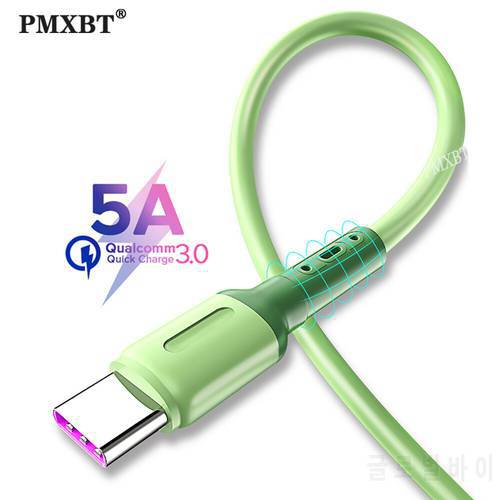 5A USB Type C Cable For Samsung Huawei P40 Xiaomi Redmi Liquid Soft Silicone Type-C Charger Data Cord Super Fast Charging Cable