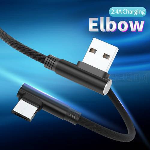 Type-c Data Cables Micro USB Cable Double 90 Degree Right Angle Elbow Wire USB 2.0 2.4A Charging Cord Type c Phone Cables