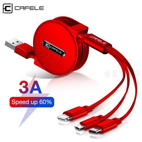 Cafele Retractable 3 in 1 Usb Cable For iPhone & Micro USB & Type C Cable Fast Charging Portable Cable lighting usb c