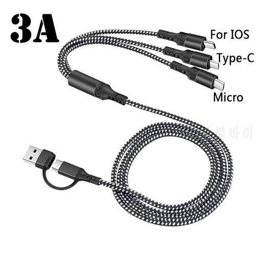 1M Long Fast Charging USB Cable 5 in 1 Cable Car Charger Wire for iPhone LED Charger Cable for Samsung S10 Note9 Xiaomi Huawei