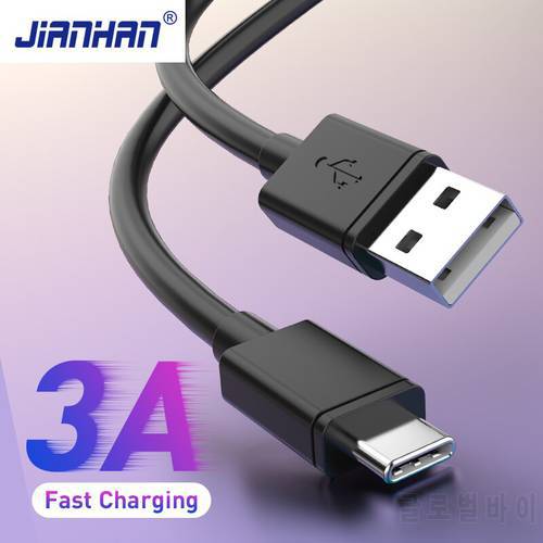 JianHan USB Type C Cable for Samsung S20 S21 Xiaomi POCO 3A Fast Charging USB C Cable QC3.0 Mobile Phone Type C Charger Cord