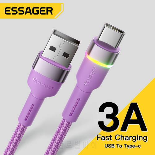 Essager 3A USB Type C Cable Mobile CellPhone Charger Fast Charging Cord For Xiaomi 11 12 Poco F3 Realme Huawei Oneplus Data Wire
