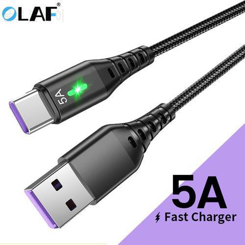 OLAF USB Type C Cable 5A Fast Charge Cable QC 3.0 LED light Micro Wire USB C Cable For Samsung Xiaomi 8 Huaiwei Charge Wire Cord
