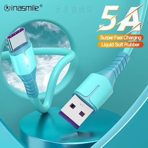 5A USB Type c Data Cable For samsung Mobile Phone Fast Charger cable Liquid Silicone Charging Cord Micro USB C Data Cord Cable