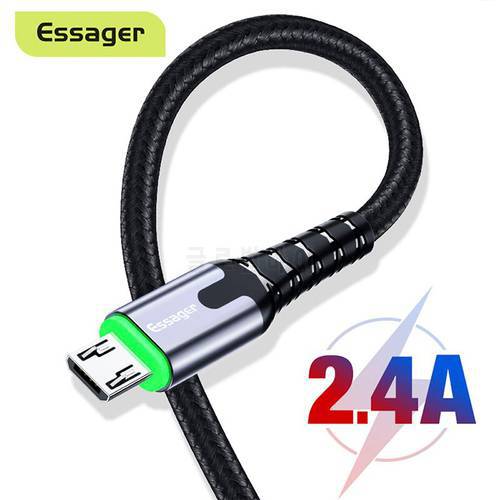 Essager LED Micro USB Cable 2.4A Fast Charging For Samsung Xiaomi Android Mobile Phone Microusb Data Cable 2M USB Charger Cord