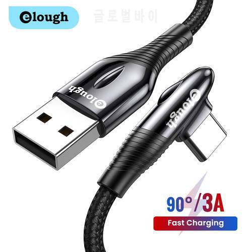 Elough 3A USB Type C Cable 90 Degree Type c Fast Charging Cable for Samsung S20 Xiaomi Huawei Phone Charger Data USB C Cord Wire