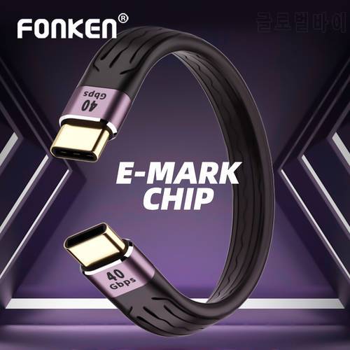FONKEN USB 4.0 3.1 Cable Type C 60W 100W Fast Charging Cable Short Mobile Phone Charger Cord 10Gbps 40Gbps Data Cable for Xiaomi