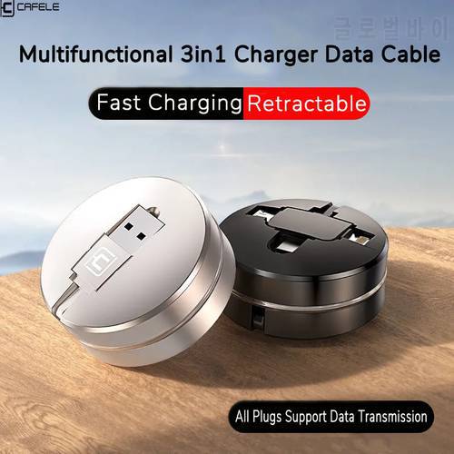 Cafele Retractable USB Cable for iPhone 11 Pro Max X Xs Xr 3 in 1 USB C Cable Micro Fast Charging Charger Wire For Xiaomi Huawei