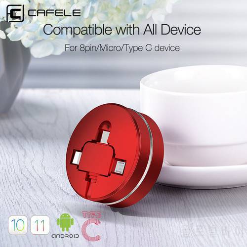 Cafele Retractable 3 in 1 USB Cable for iPhone XR Micro USB C Type Cable for Huawei Xiaomi Andriod Charging Cord Data Sync 100cm